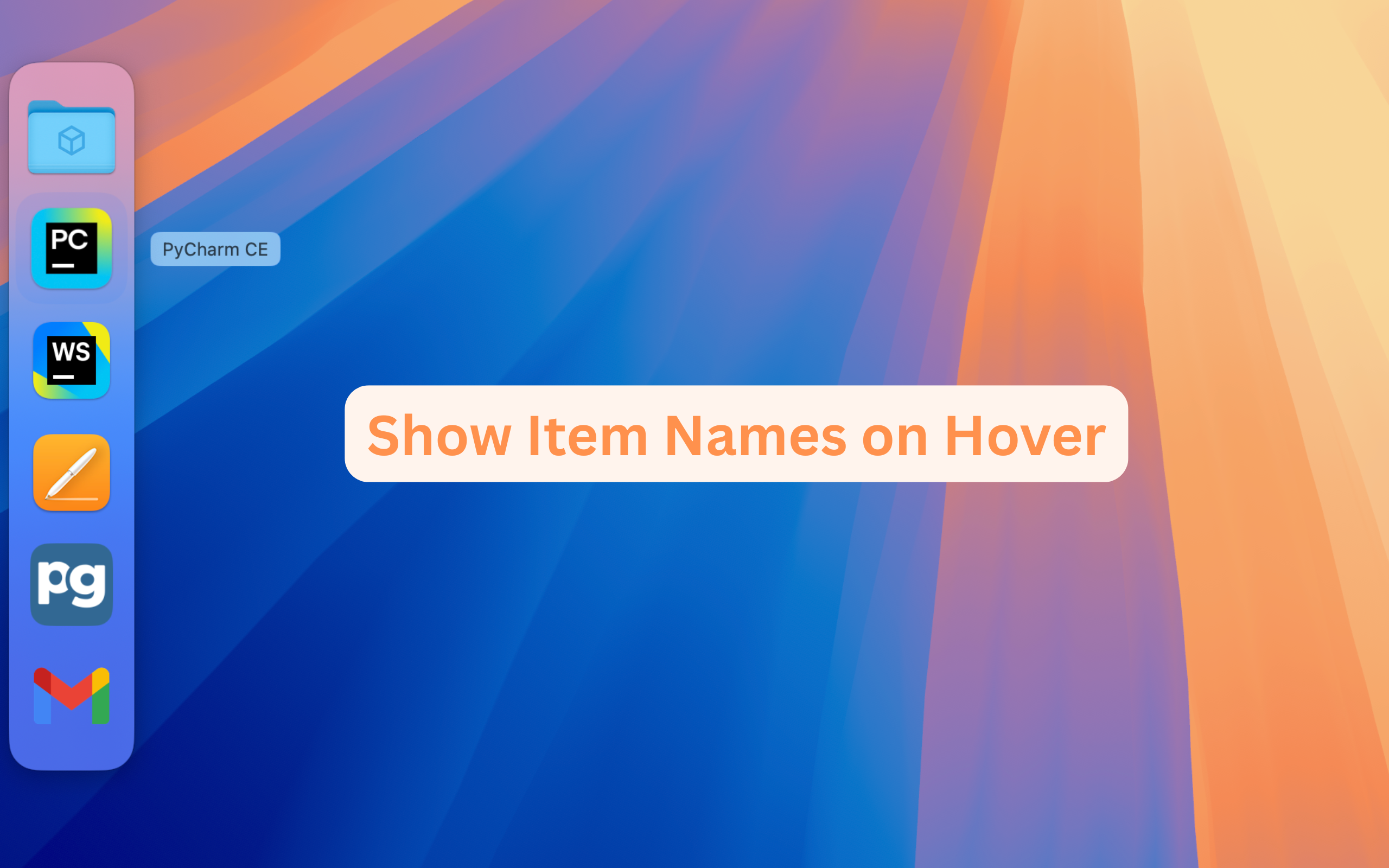 Show item names on Hover